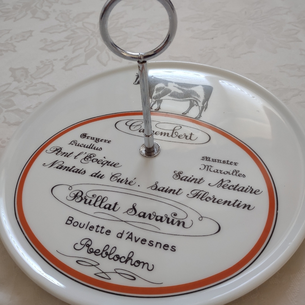 D'Auteuil Porcelaine Paris France Round Serving Plate With Handle Vintage - Picture 9 of 11